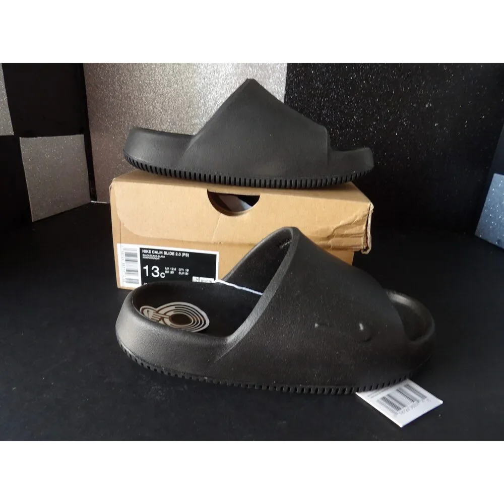 Nike Calm Slide 2.0 (PS) Slides - Black (Size US Kids 13C)